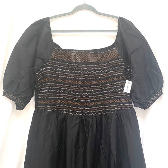 NWT Old Navy Off-the-Shoulder Smocked Maxi Dress 3X Black Cottagecore Whimsigoth - Picture 3 of 13